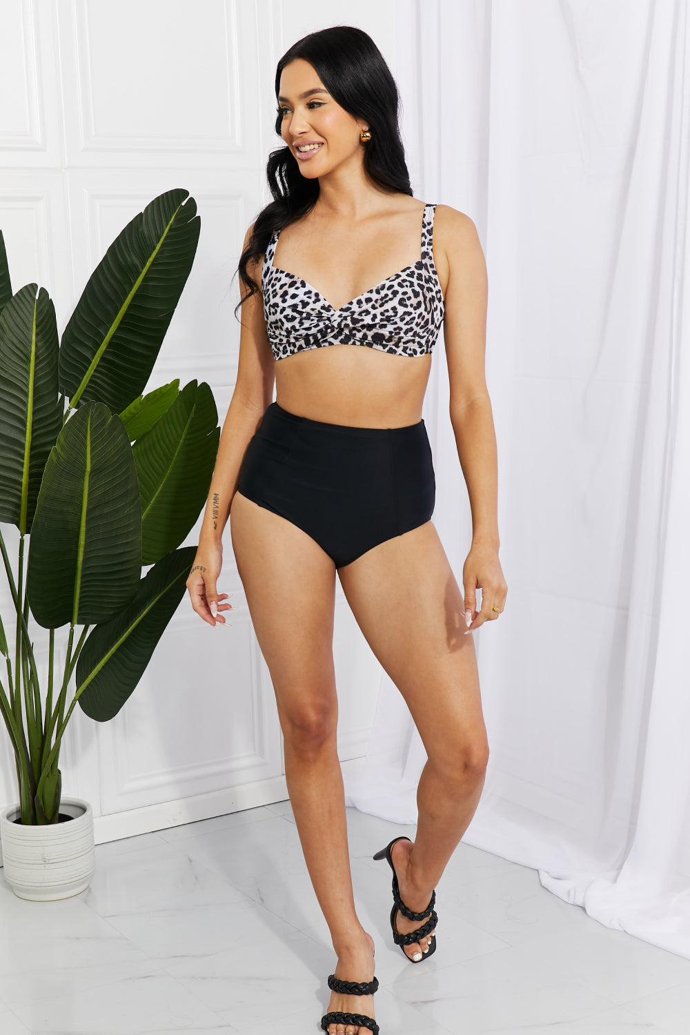 Marina West Swim Take A Dip Twist High-Rise Bikini in Leopard - AllIn Computer