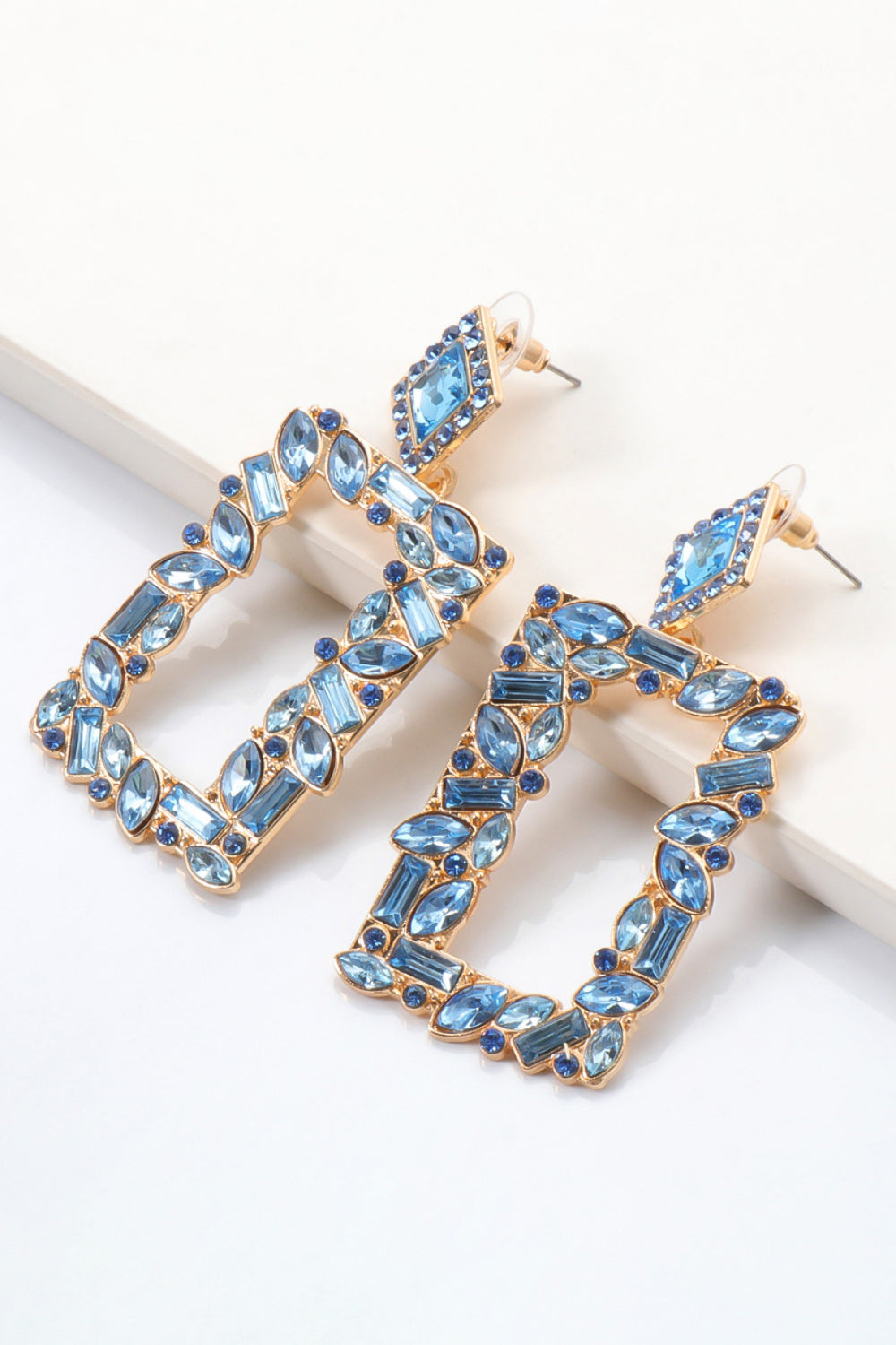 Square Shape Glass Stone Dangle Earrings - AllIn Computer