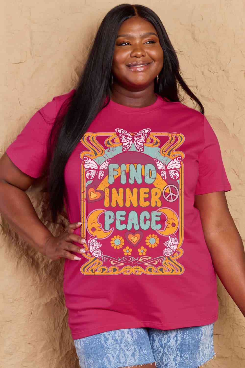 Simply Love Full Size FIND INNER PEACE Graphic Cotton T-Shirt - AllIn Computer