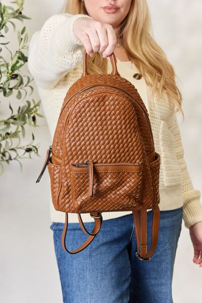 SHOMICO PU Leather Woven Backpack - AllIn Computer