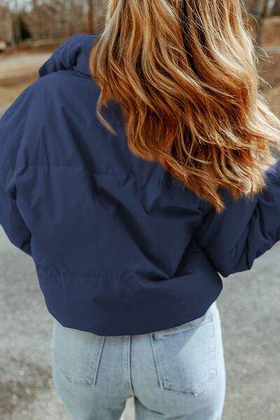 Zip Up Collared Neck Coat with Pockets - AllIn Computer