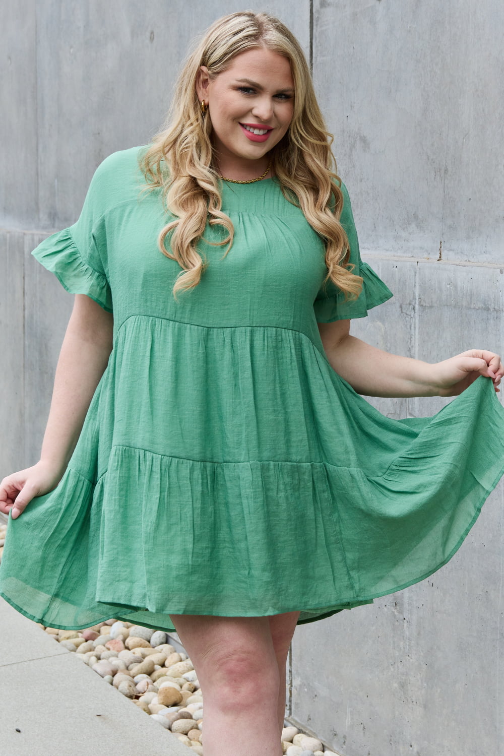 HEYSON Sweet As Can Be Full Size Textured Woven Babydoll Dress - AllIn Computer