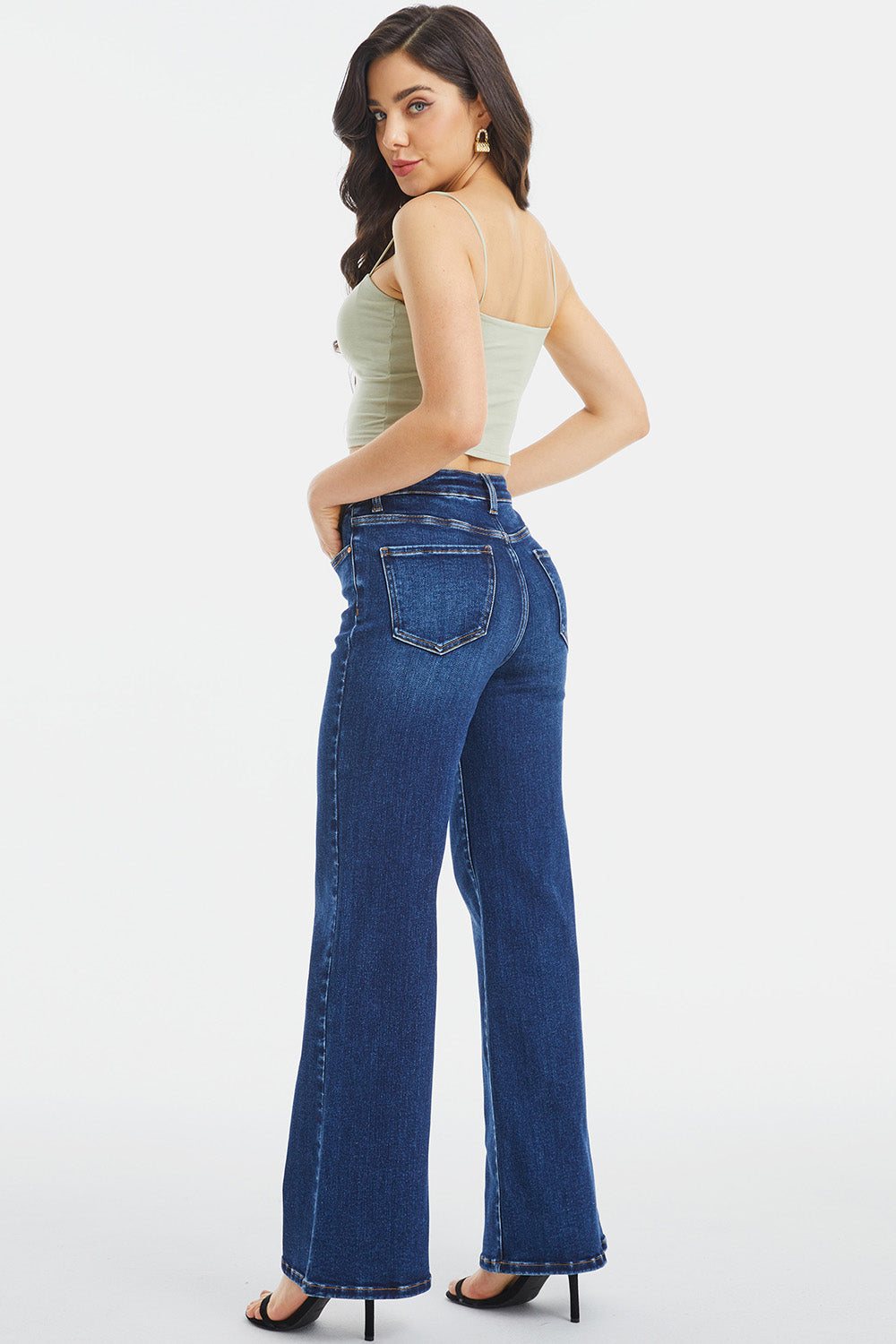 BAYEAS Full Size High Waist Cat's Whisker Wide Leg Jeans - AllIn Computer