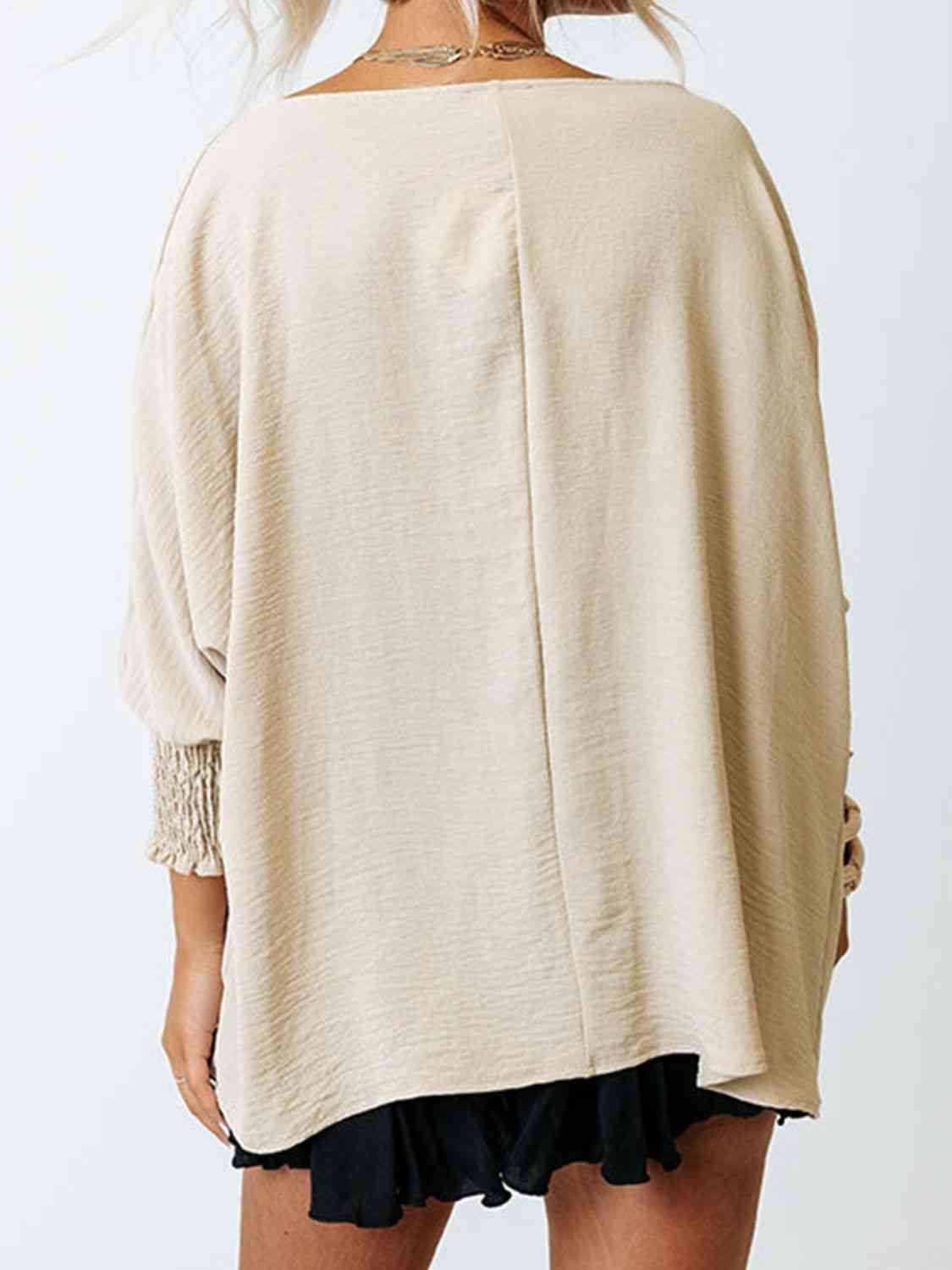 Boat Neck Three-Quarter Sleeve Blouse - AllIn Computer