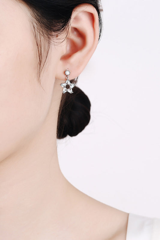 925 Sterling Silver Inlaid Moissanite Star Earrings - AllIn Computer