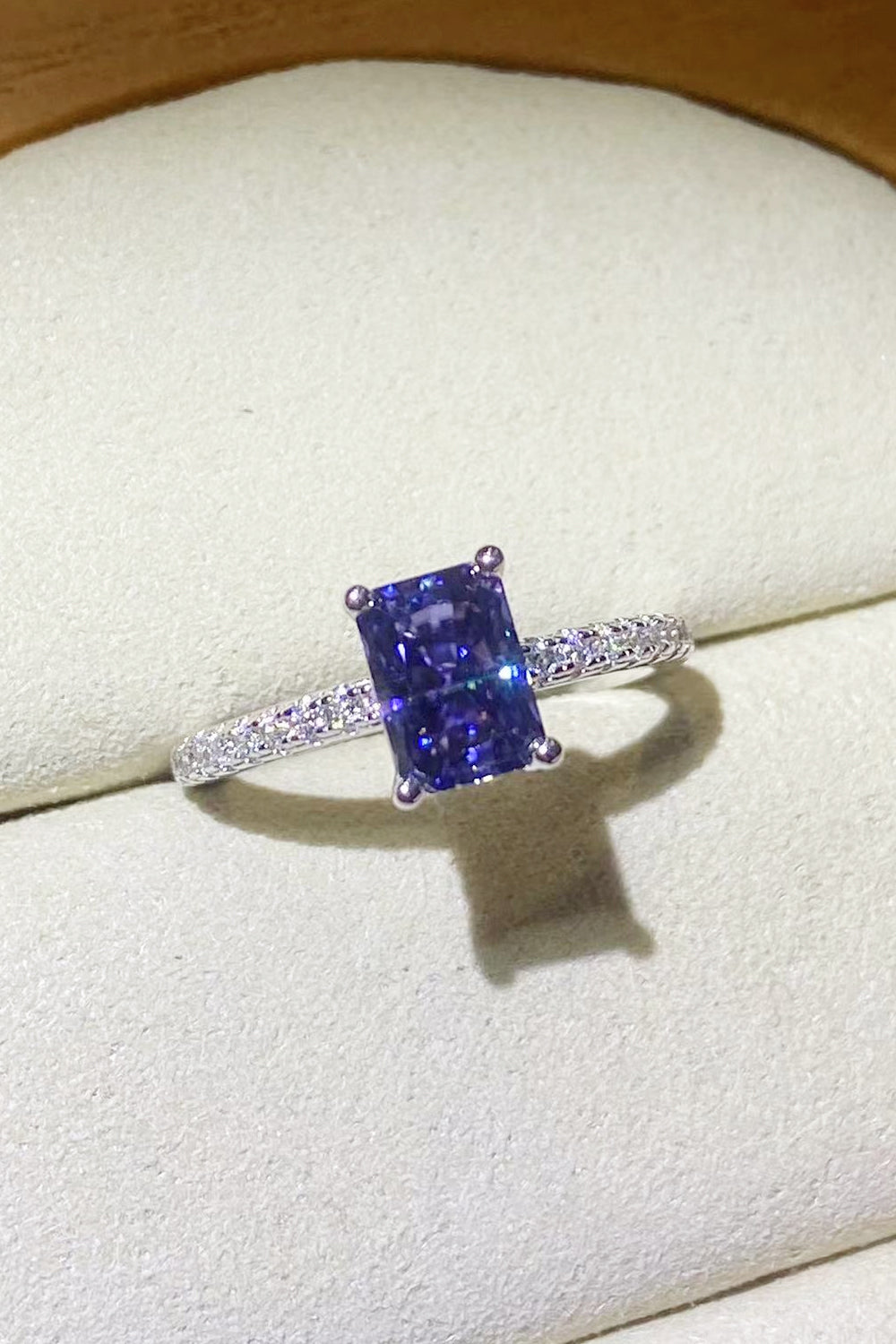 1 Carat Moissanite 925 Sterling Silver Rectangle Ring in Blue - AllIn Computer