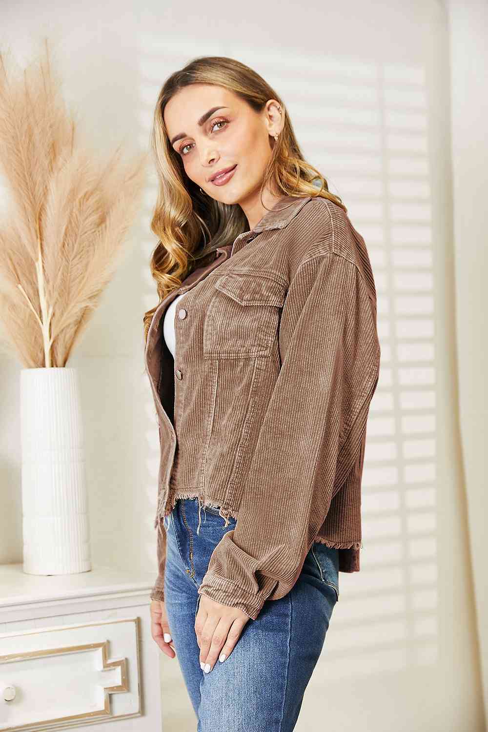 Raw Hem Button Down Jacket - AllIn Computer