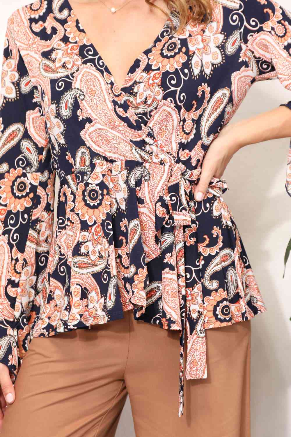 Sew In Love Full Size Angel Sleeve Top with Wrap Tie Body - AllIn Computer