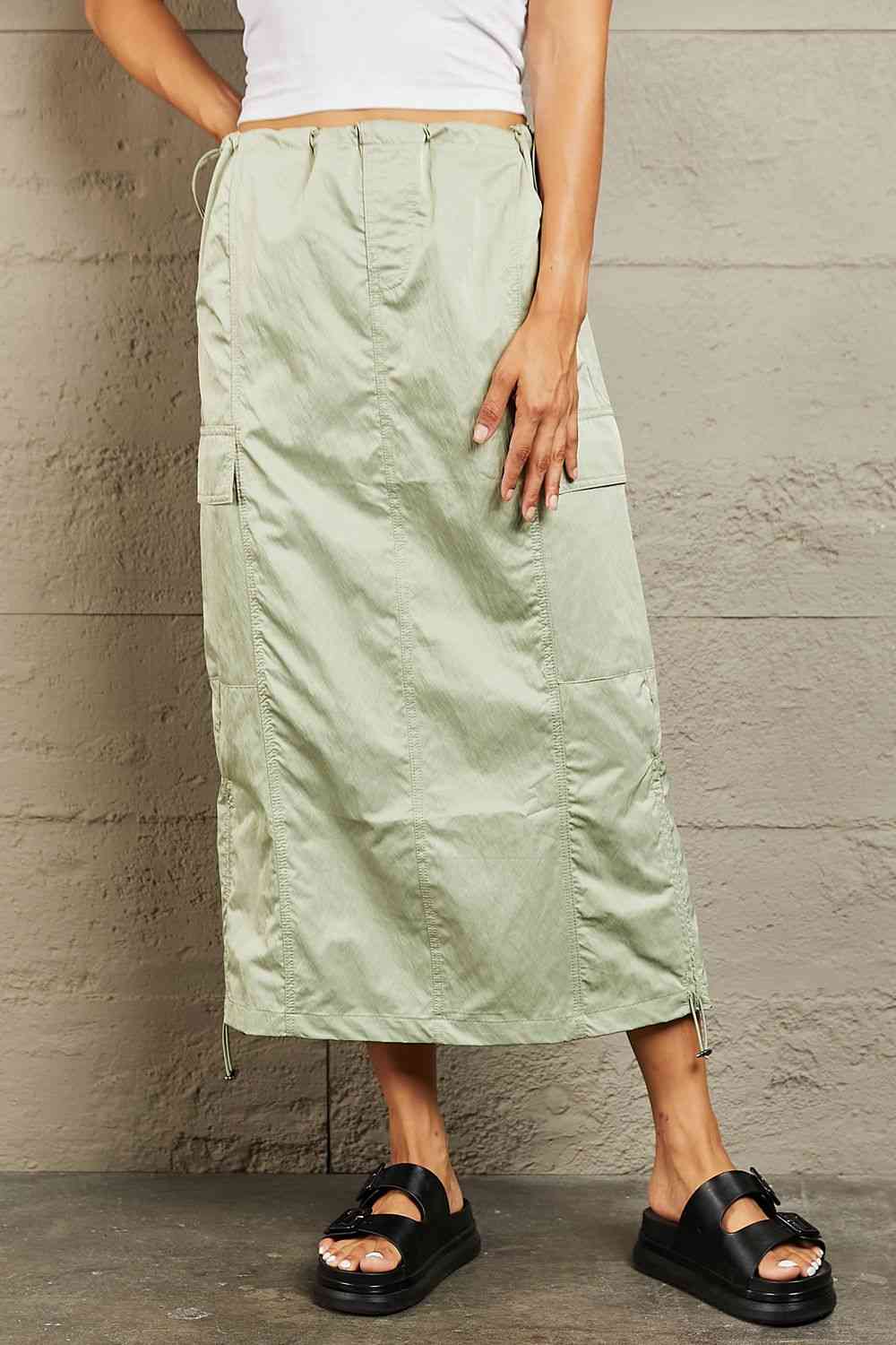 HYFVE Just In Time High Waisted Cargo Midi Skirt - AllIn Computer