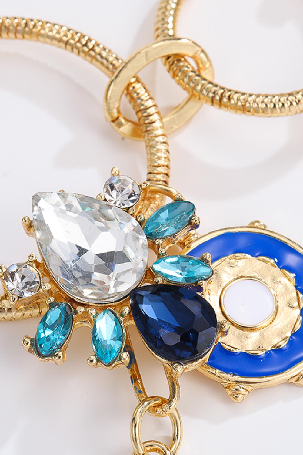 5-Pieces 18K Gold-Plated Rhinestone Evil Eye Pendant Necklace - AllIn Computer