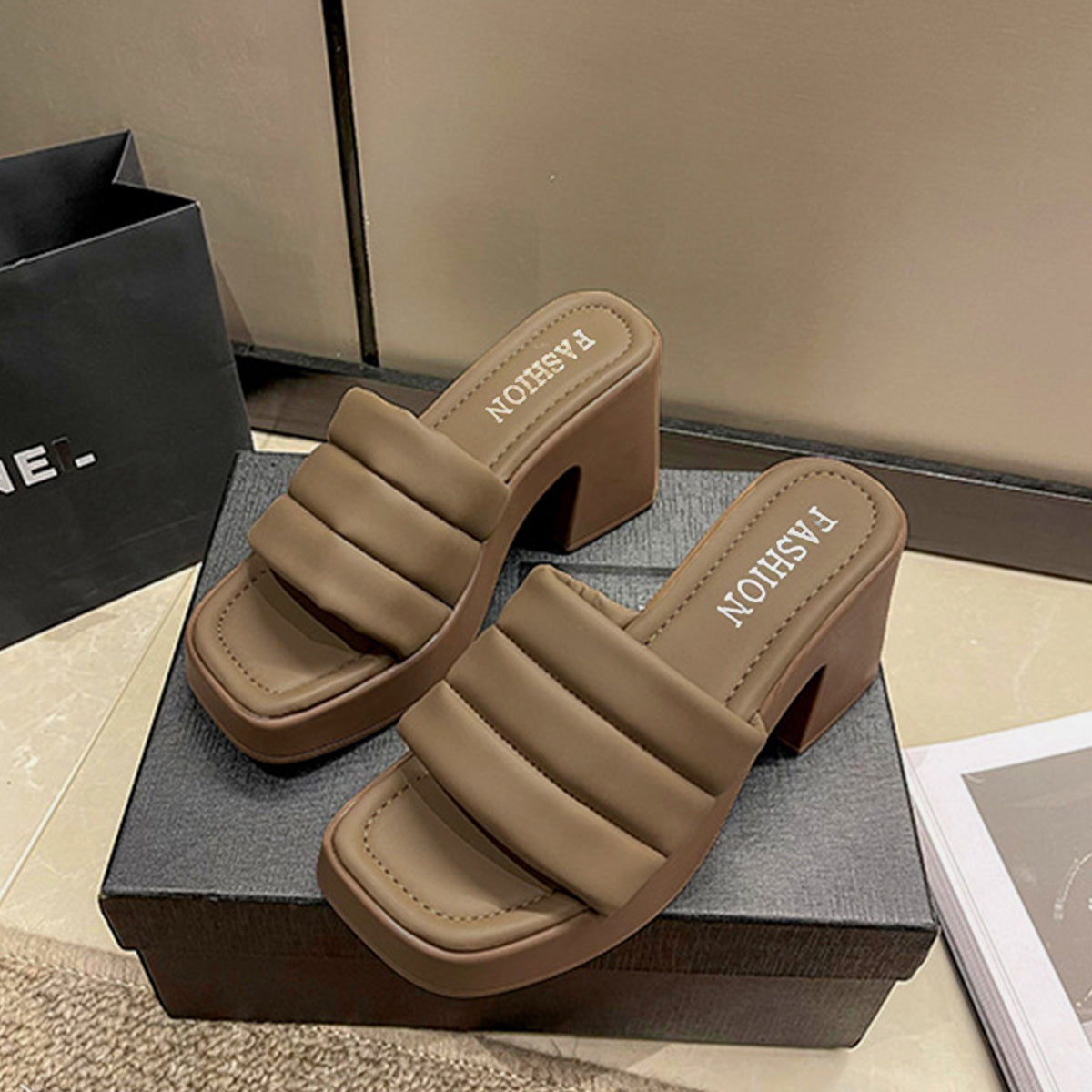 Open Toe Block Heel Sandals - AllIn Computer
