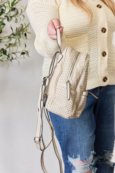 SHOMICO PU Leather Woven Backpack - AllIn Computer