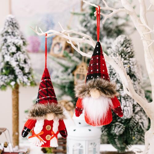 2-Piece Christmas Plaid Faceless Doll Hanging Widgets - AllIn Computer
