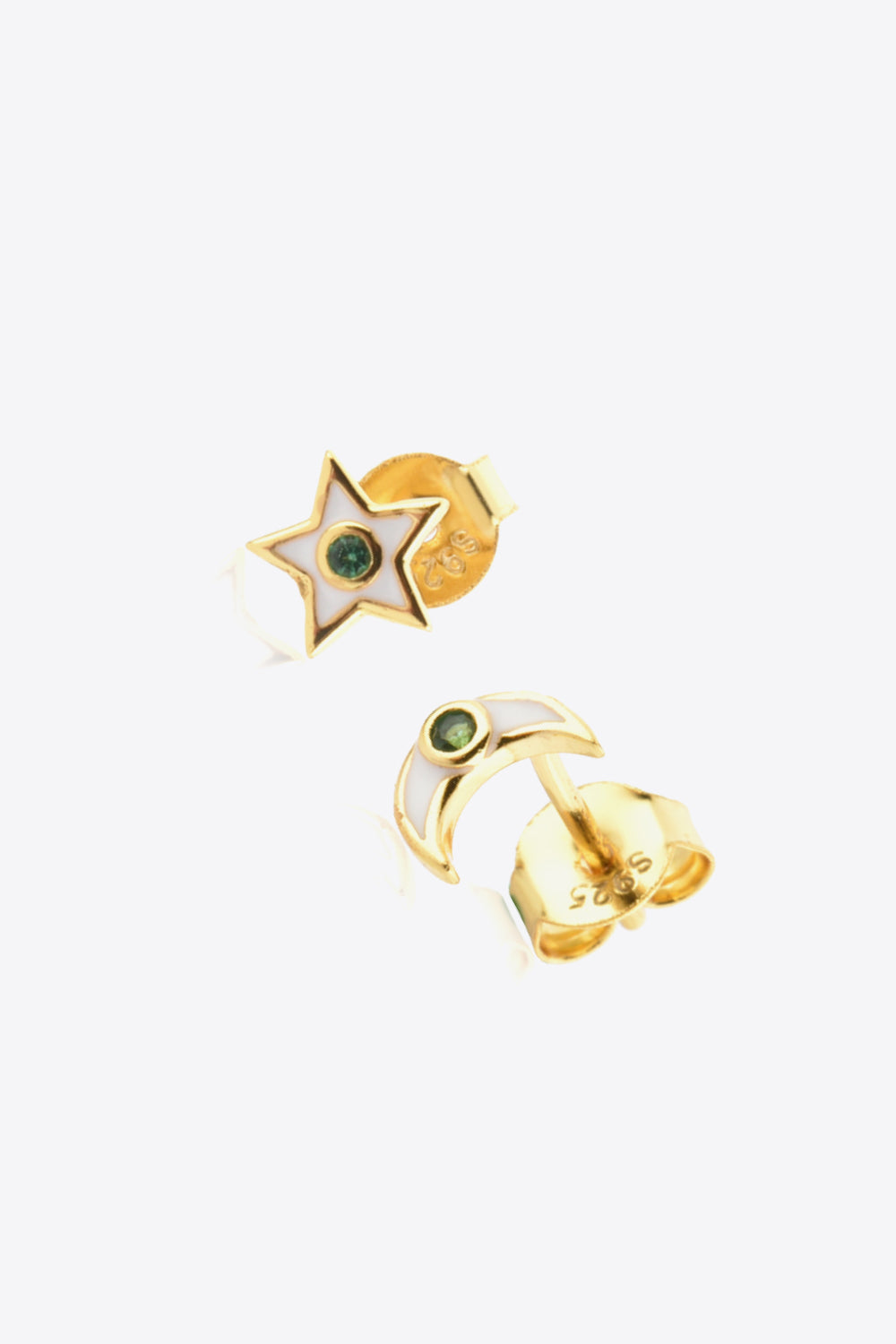 Star and Moon Zircon Mismatched Earrings - AllIn Computer
