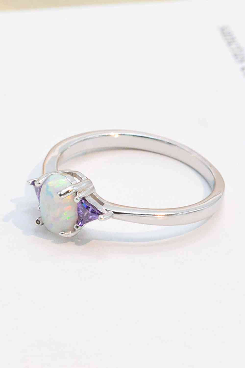 Contrast 925 Sterling Silver Opal Ring - AllIn Computer
