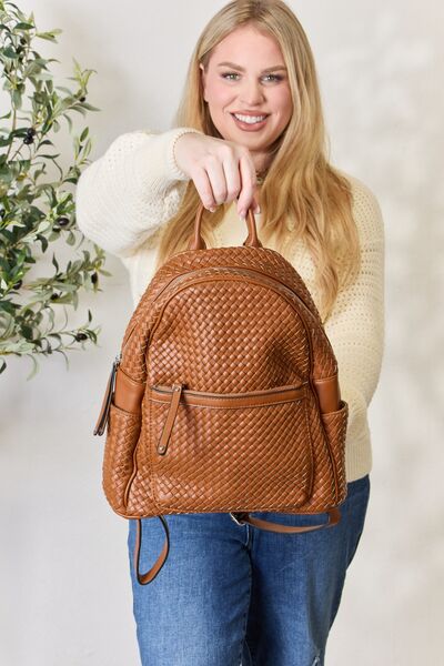 SHOMICO PU Leather Woven Backpack - AllIn Computer