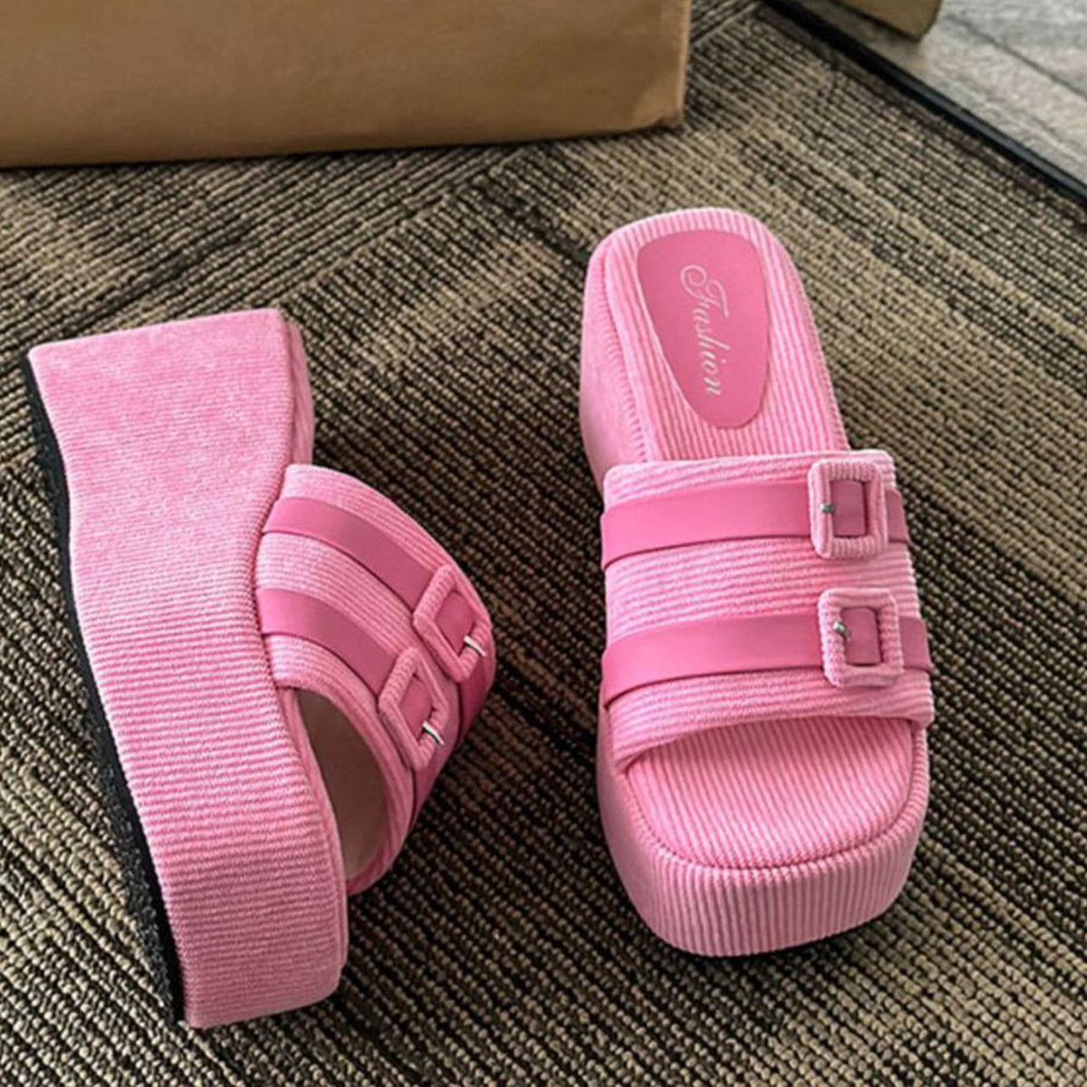 Open Toe Wedge Suede Sandals - AllIn Computer