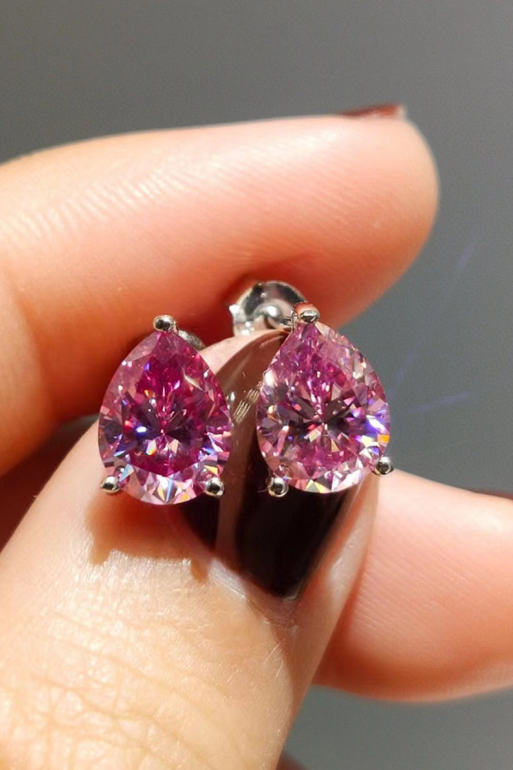 2 Carat Teardrop Moissanite Platinum-Plated Stud Earrings - AllIn Computer