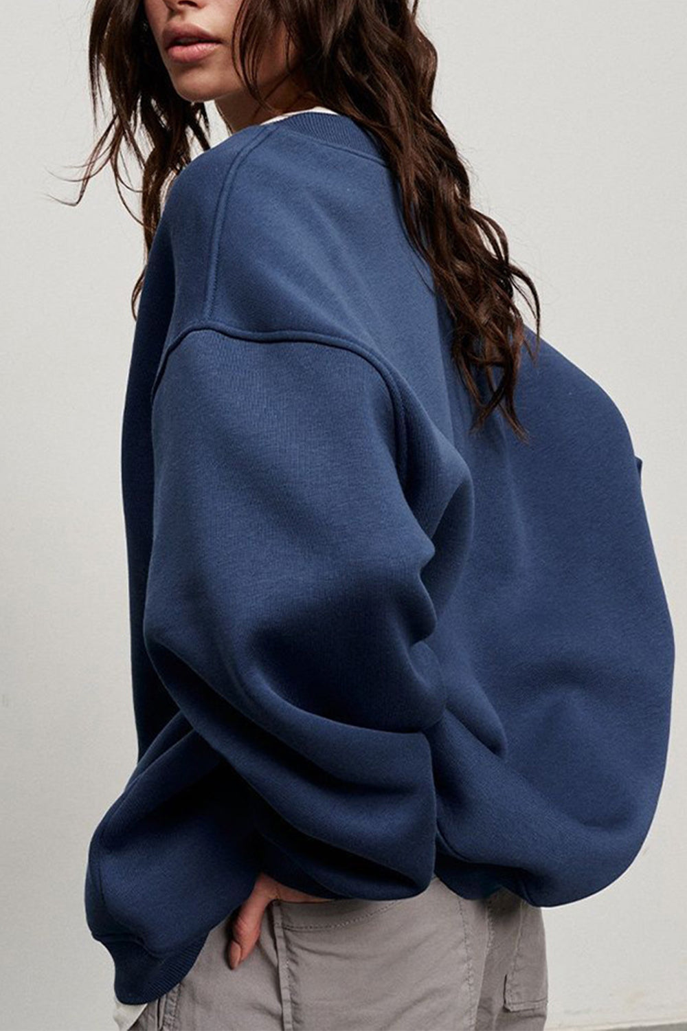 Oversize Round Neck Dropped Shoulder Sweatshirt - AllIn Computer