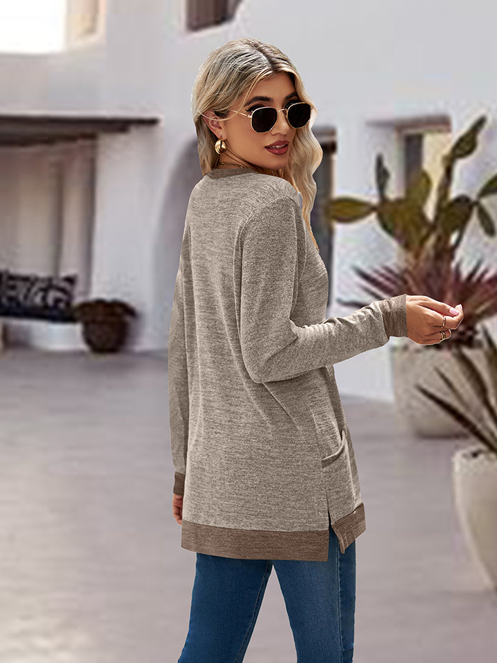 Round Neck Long Sleeve Blouse - AllIn Computer
