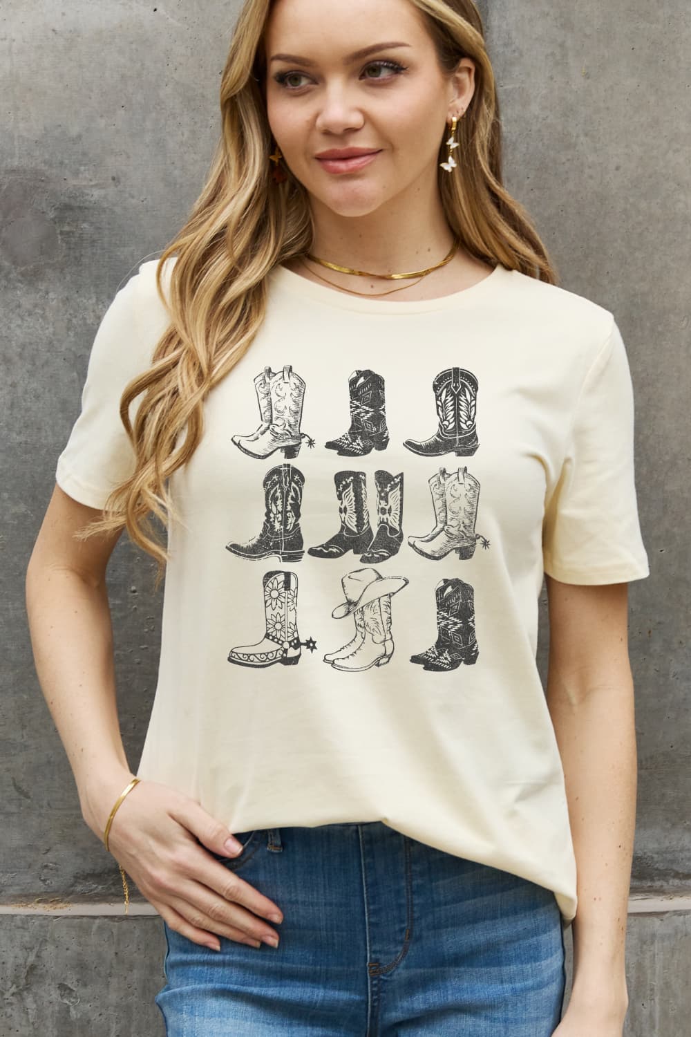Simply Love Simply Love Full Size Cowboy Boots Graphic Cotton Tee - AllIn Computer