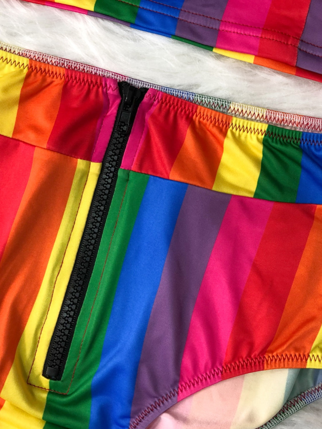 Contrast Half Zip Top and Brief Swim Set - AllIn Computer