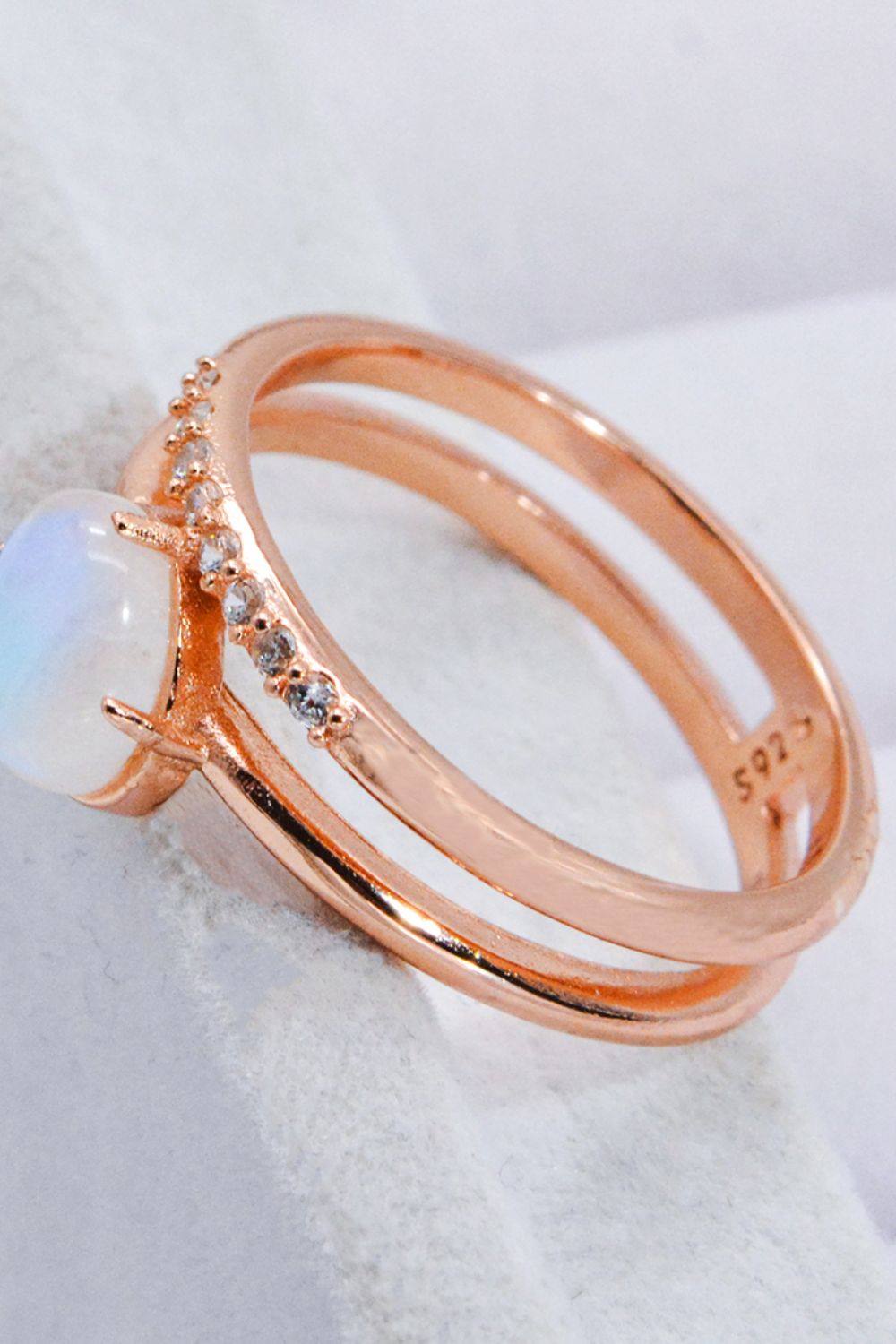 Natural Moonstone and Zircon Double-Layered Ring - AllIn Computer