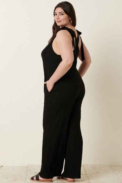 Mittoshop Rib Knit V-Neck Cross Back Jumpsuit - AllIn Computer