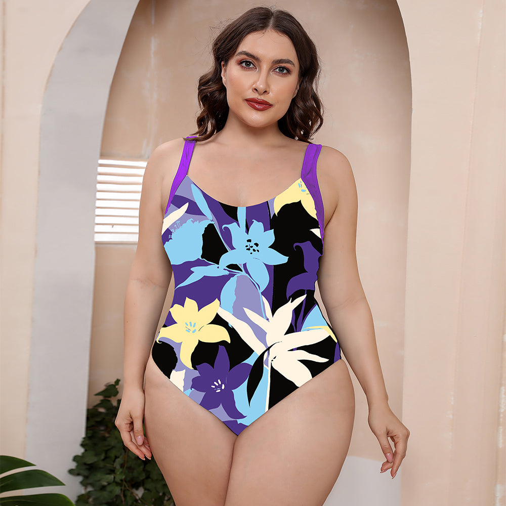 Full Size Printed Scoop Neck Sleeveless One-Piece Swimsuit - AllIn Computer
