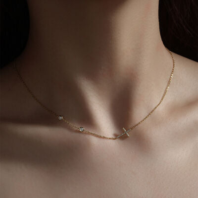 Zircon 925 Sterling Silver Cross Necklace - AllIn Computer