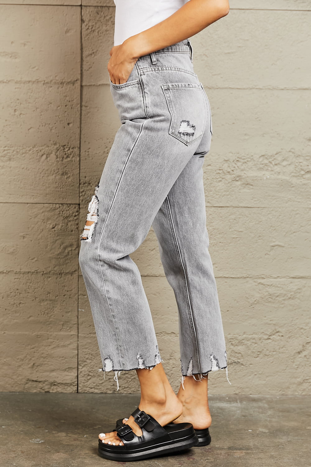 BAYEAS High Waisted Cropped Mom Jeans - AllIn Computer
