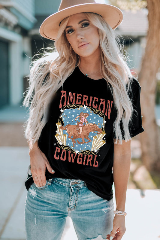 AMERICAN COWGIRL Graphic Short Sleeve Tee - AllIn Computer
