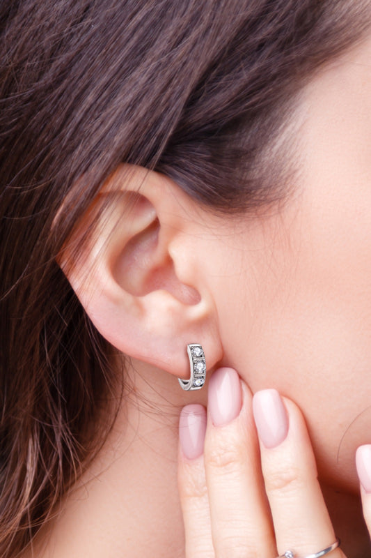 Inlaid Moissanite Huggie Earrings - AllIn Computer