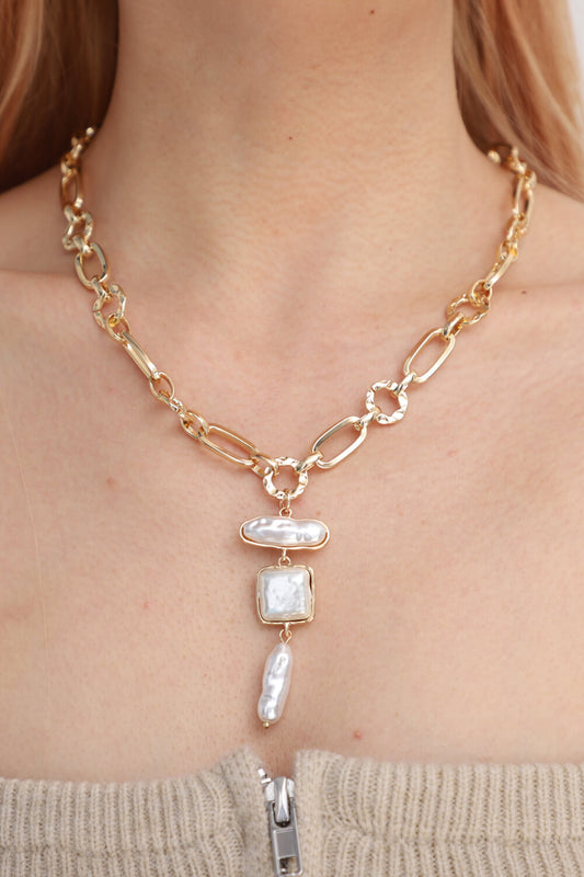 5-Pieces Freshwater Pearl Chunky Chain Necklace - AllIn Computer