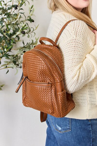 SHOMICO PU Leather Woven Backpack - AllIn Computer