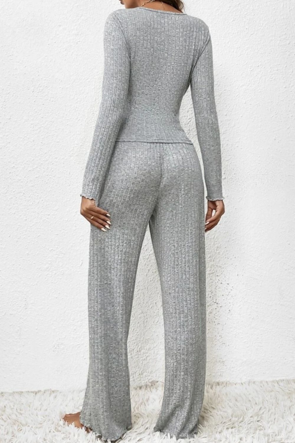 Surplice Long Sleeve Top and Pants Set - AllIn Computer