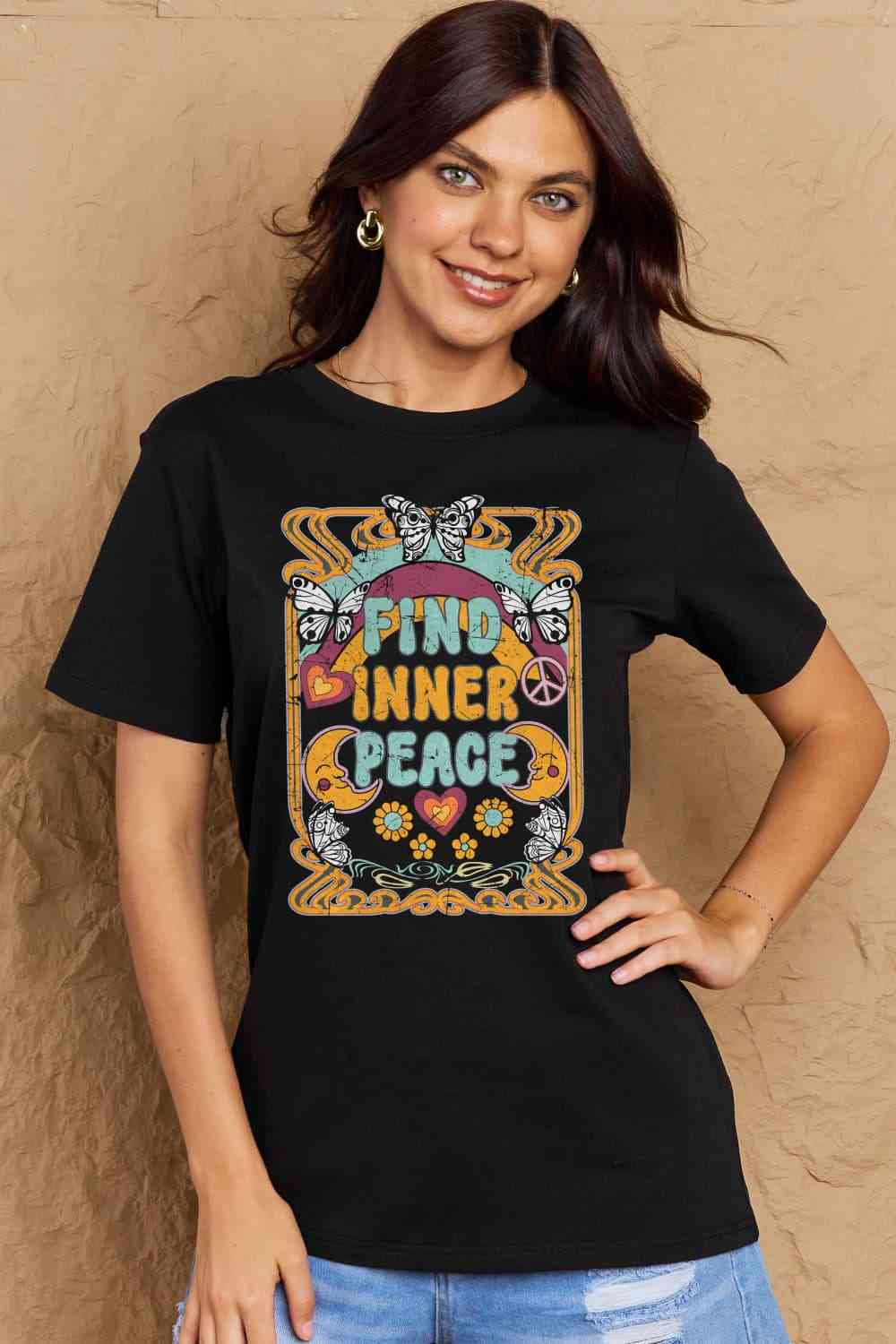 Simply Love Full Size FIND INNER PEACE Graphic Cotton T-Shirt - AllIn Computer