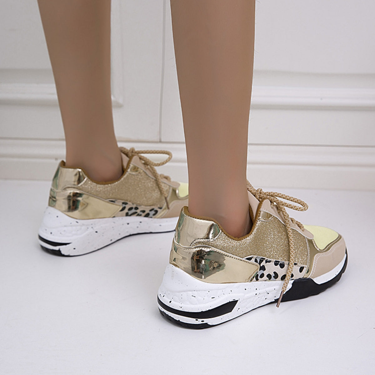 Lace-Up Round Toe Platform Sneakers - AllIn Computer