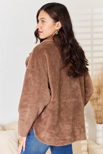 Culture Code Double Breasted Fuzzy Coat - AllIn Computer