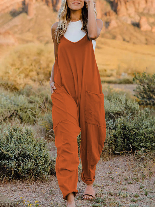 Double Take Full Size Sleeveless V-Neck Pocketed Jumpsuit - AllIn Computer