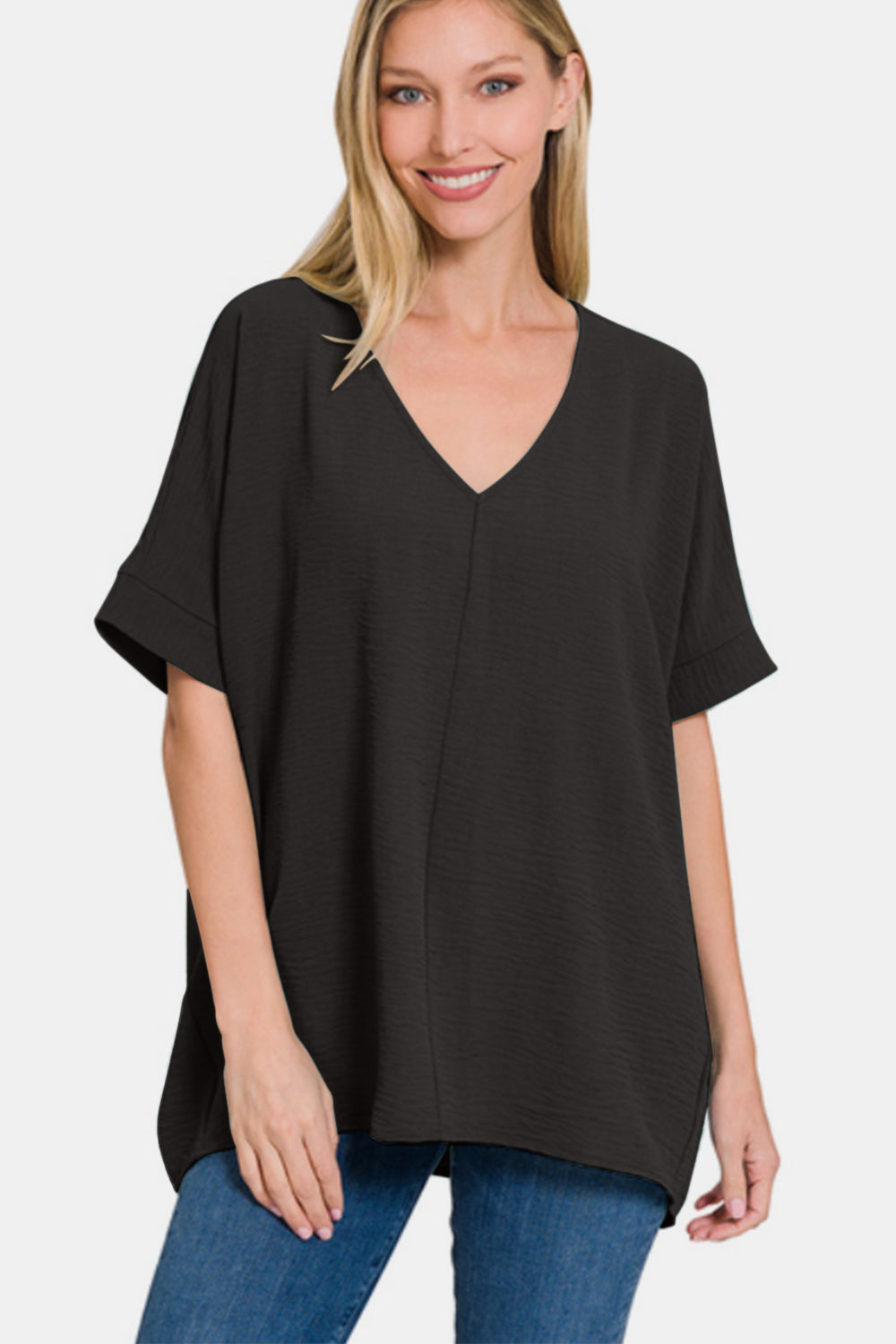 Zenana Full Size V-Neck Short Sleeve Top - AllIn Computer