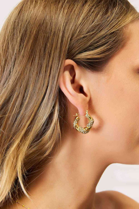 Adored Rhinestone Twist Detail Hoop Earrings | Jewelry | Adored, hoop earrings, Jewelry, Ship from USA | Trendsi