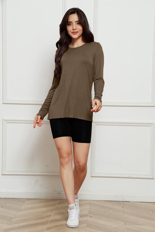 Basic Bae Full Size Round Neck Long Sleeve Top - AllIn Computer