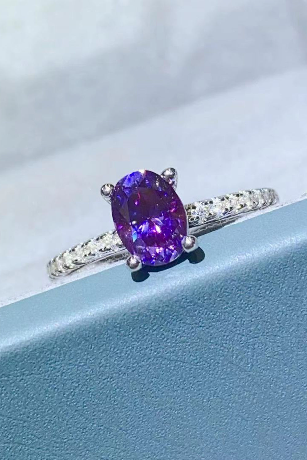 1 Carat Purple Moissanite 4-Prong Ring - AllIn Computer