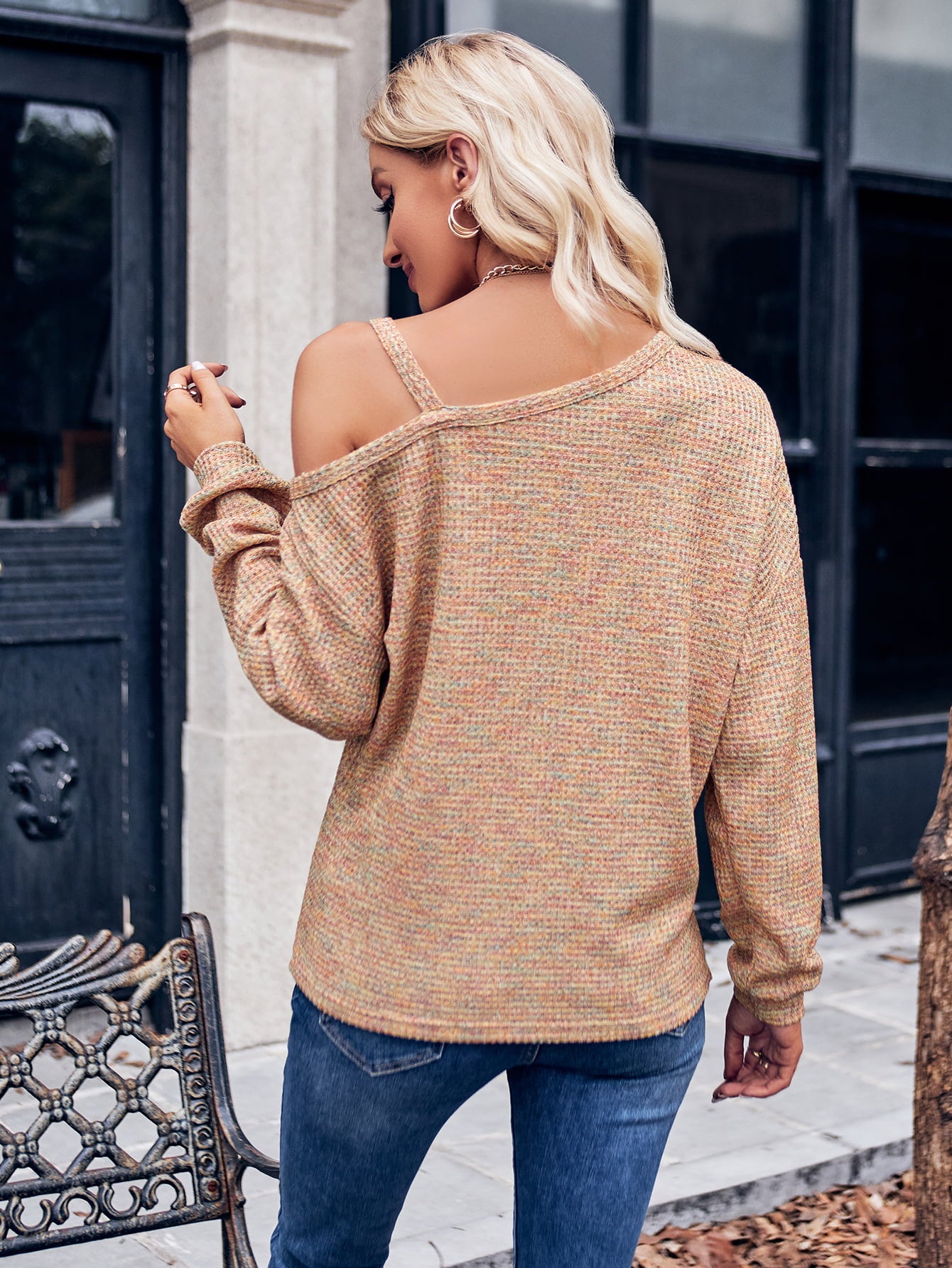Asymmetrical Dropped Shoulder Long Sleeve Knit Top | CLOTHING,SHOES & ACCESSORIES | knit, S.N, Ship From Overseas, Shirts & Tops, top, tops, Women's Apparel, women's clothing, women's fashion | Trendsi