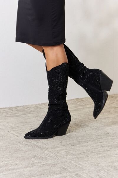 Forever Link Rhinestone Knee High Cowboy Boots - AllIn Computer