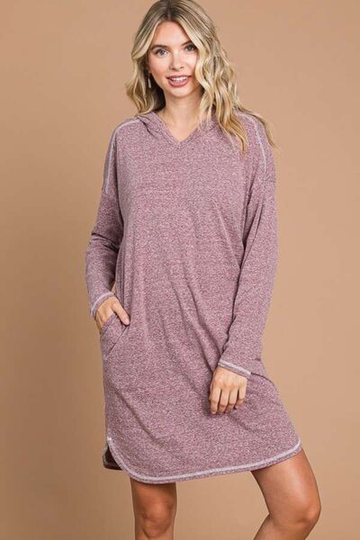Culture Code Full Size Hooded Long Sleeve Sweater Dress - AllIn Computer