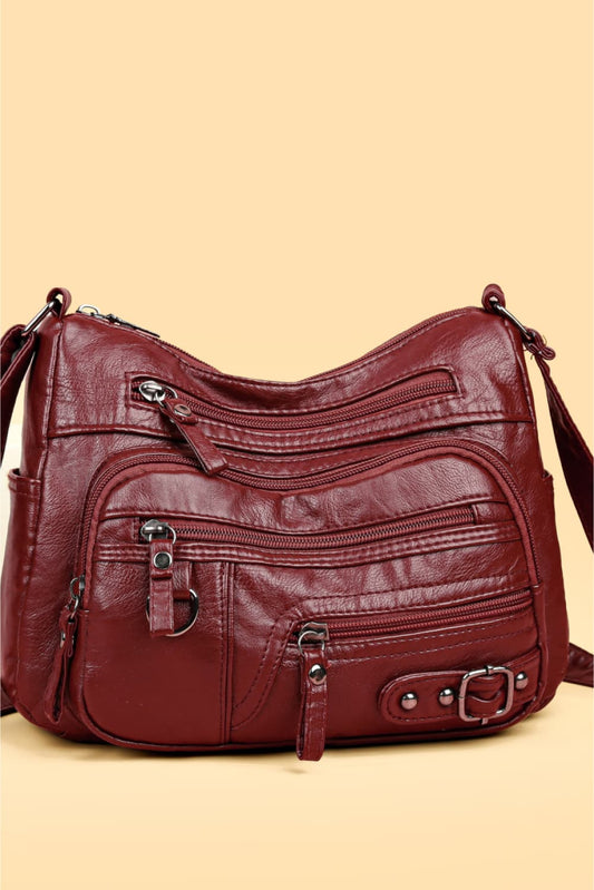Multi-Pocket PU Leather Crossbody Bag - AllIn Computer