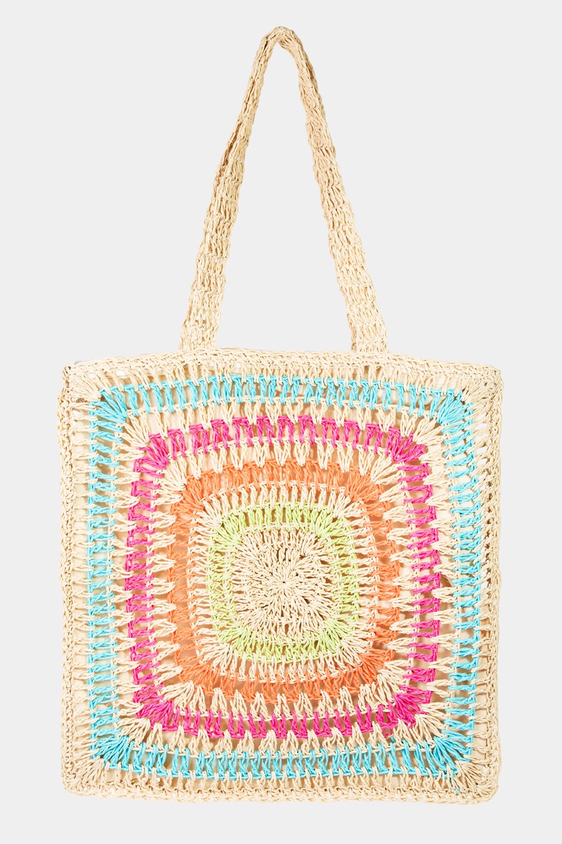 Fame Rainbow Crochet Knit Tote Bag - AllIn Computer