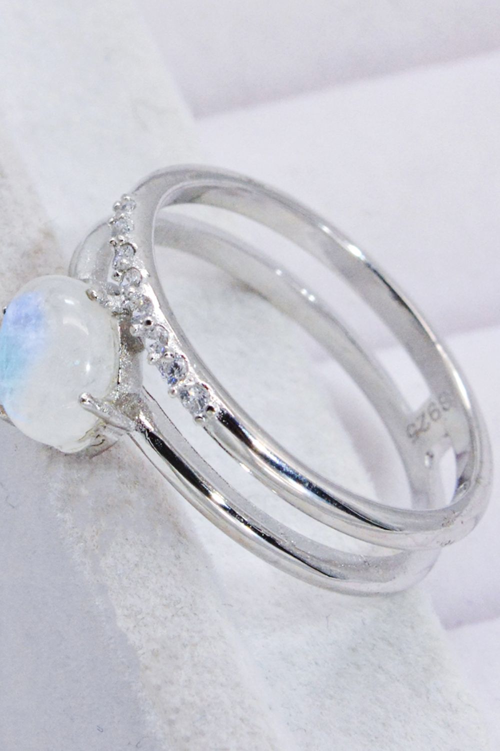 Natural Moonstone and Zircon Double-Layered Ring - AllIn Computer